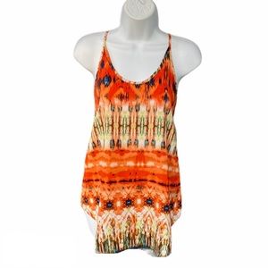 BCX Orange Spring Beachy Loose Tank Blouse